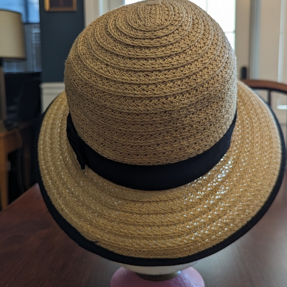 Talbots women's straw hat with black trim, one size - Picture 3 of 5